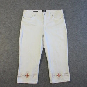 NYDJ Women's Marilyn Straight Leg Jeans 18 White Crop Liftxtuck Embroidered  542